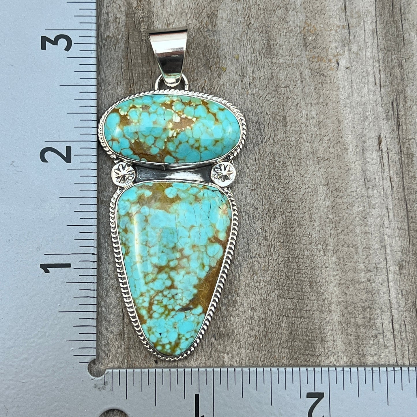 Natural #8 turquoise pendant Burt Francisco Sterling Silver Navajo Handmade 574