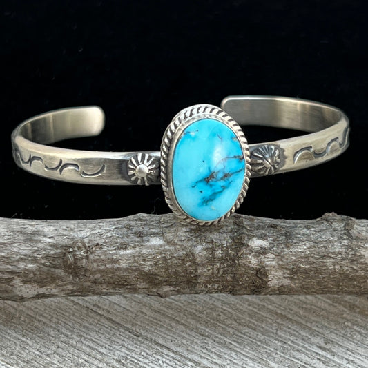 6.25 6.5 6.75 Kingman Turquoise stacker Cuff bracelet #3 Sterling Silver Samuel Yellowhair