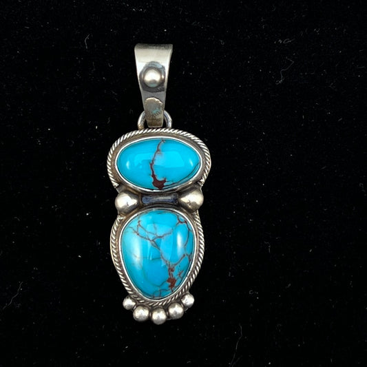 Egyptian Turquoise sterling silver pendant 3 Navajo Kathleen Livingston