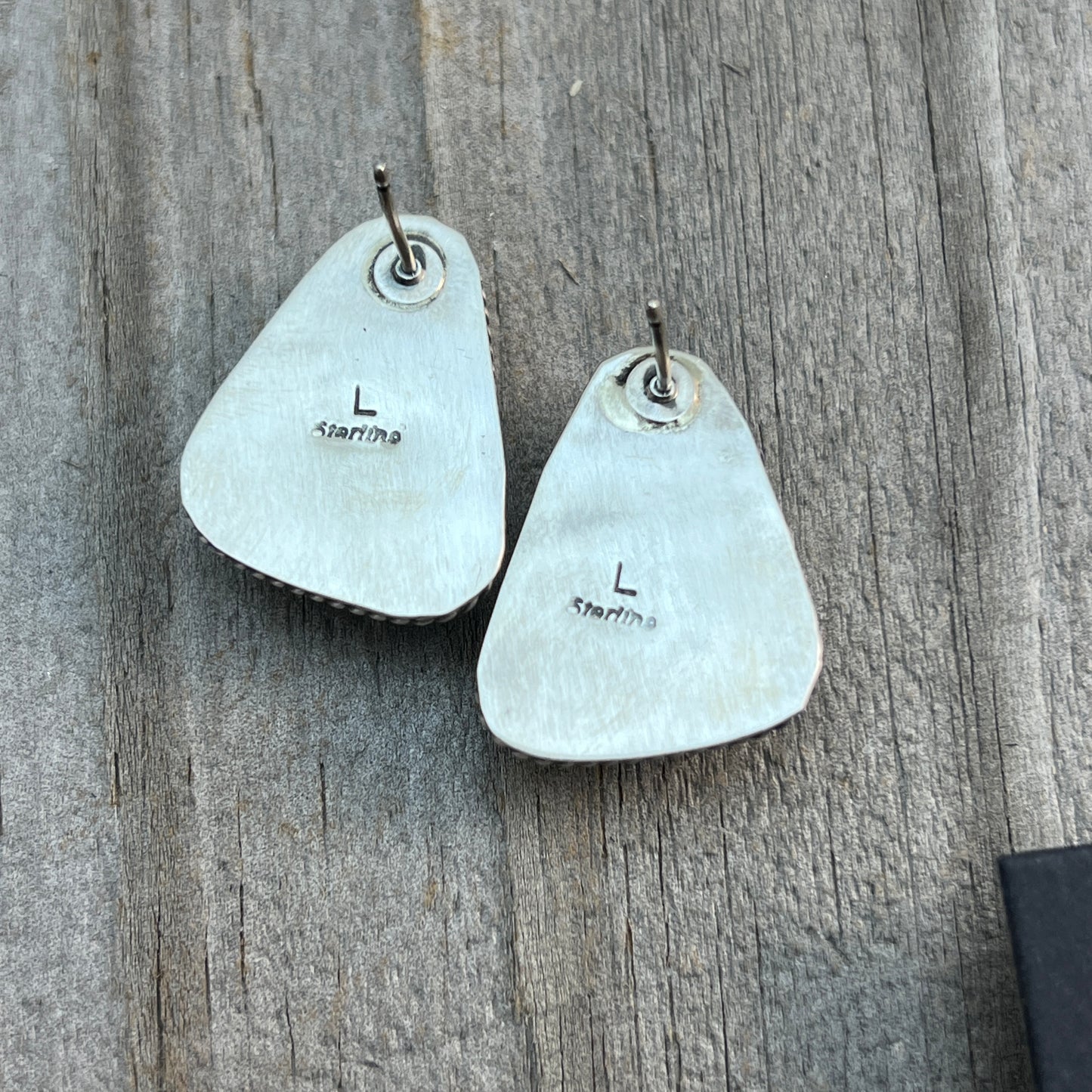 Blue Kingman Turquoise stud earrings sterling silver Trish Largo Navajo 722