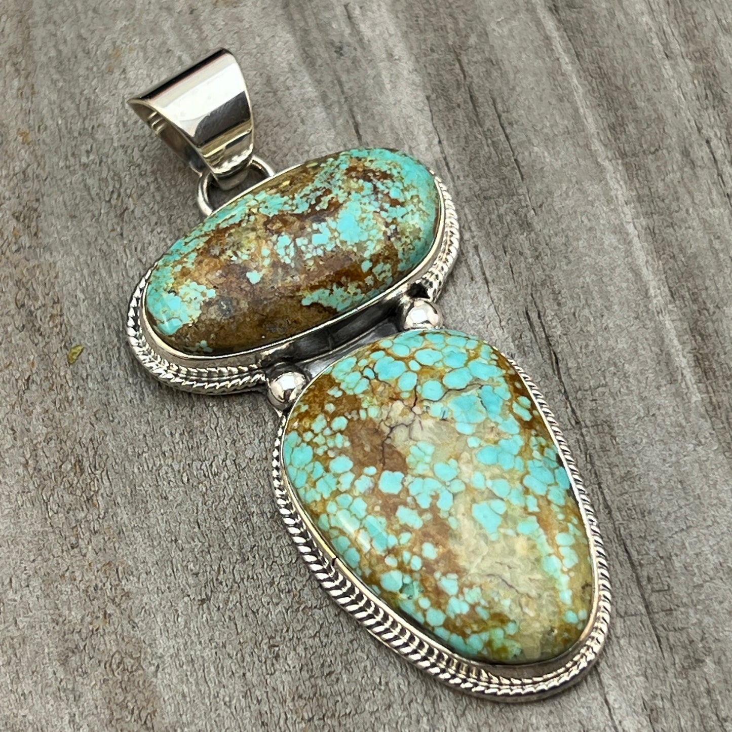 Natural #8 turquoise pendant Burt Francisco Sterling Silver Navajo Handmade 570
