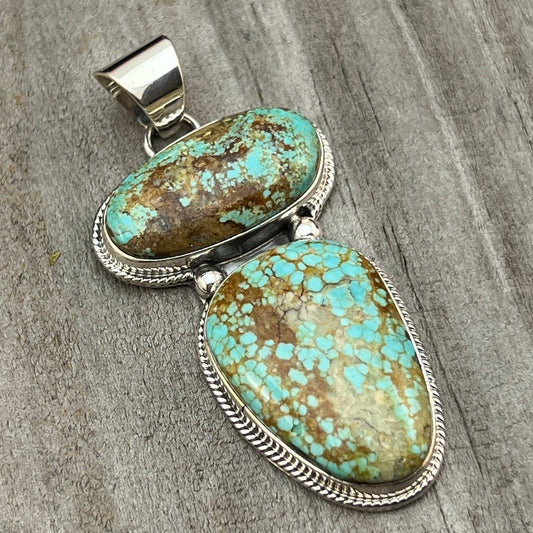 Natural #8 turquoise pendant Burt Francisco Sterling Silver Navajo Handmade 570