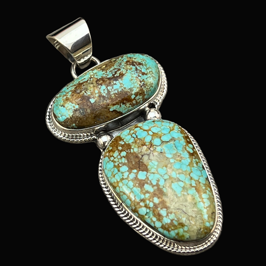 Natural #8 turquoise pendant Burt Francisco Sterling Silver Navajo Handmade 570