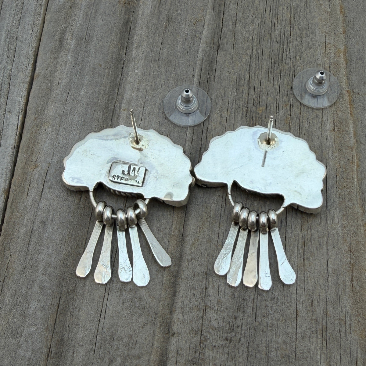 Turquoise Petit  Point Earrings Justina Wilson Sterling silver Navajo ER65
