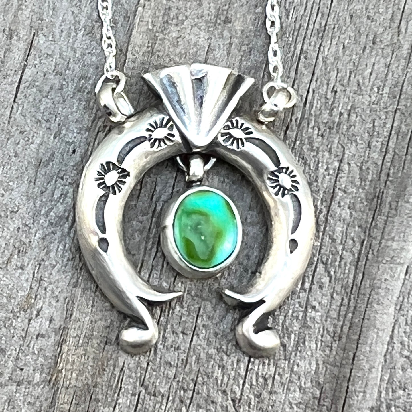 18 1/2" Sonoran Turquoise Naja Necklace Sterling silver Navajo Verley Betone 649