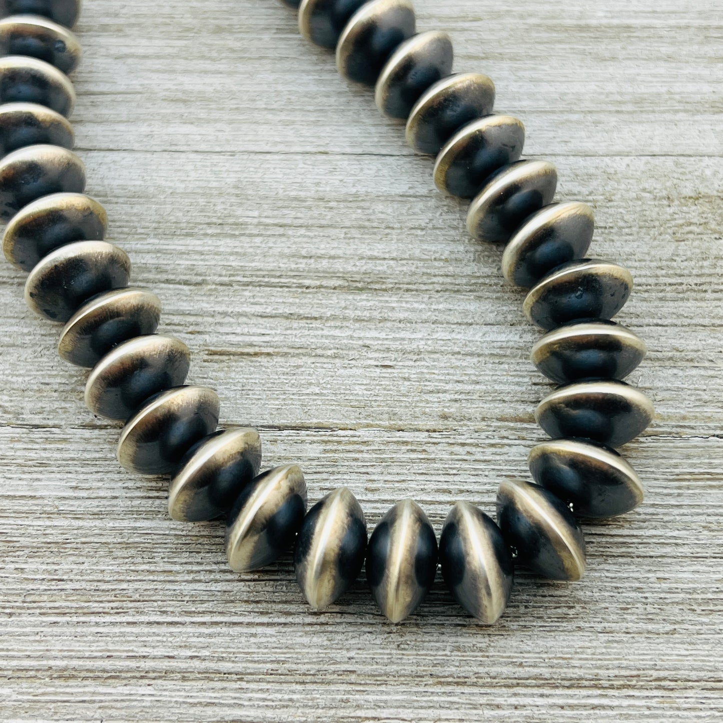 20" Sterling silver Navajo handmade 16mm large saucer bead Pearl necklace Bryannen Halwood 707