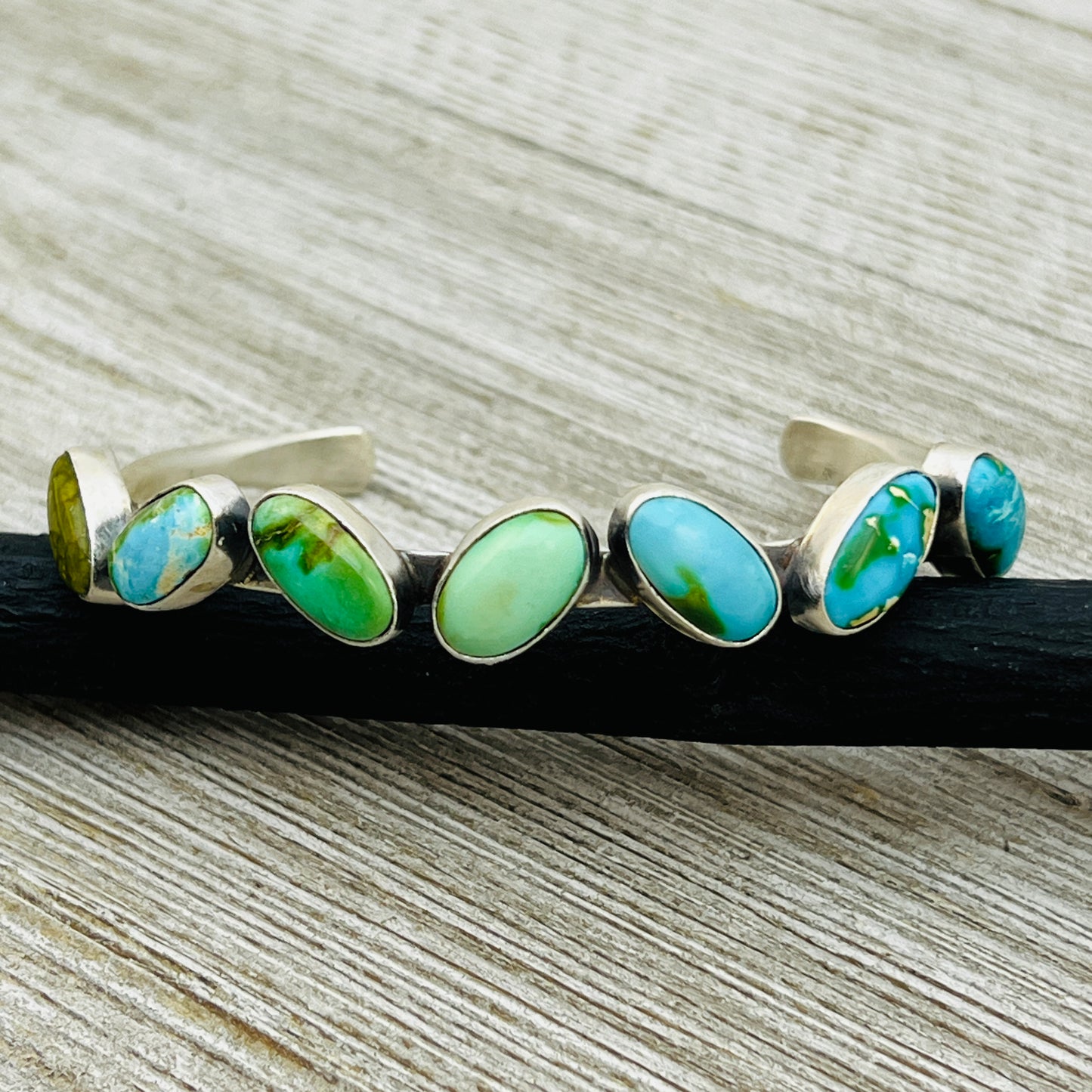 6 1/2" Sonoran Gold polychrome Turquoise cuff bracelet sterling silver Verley Betone BR24