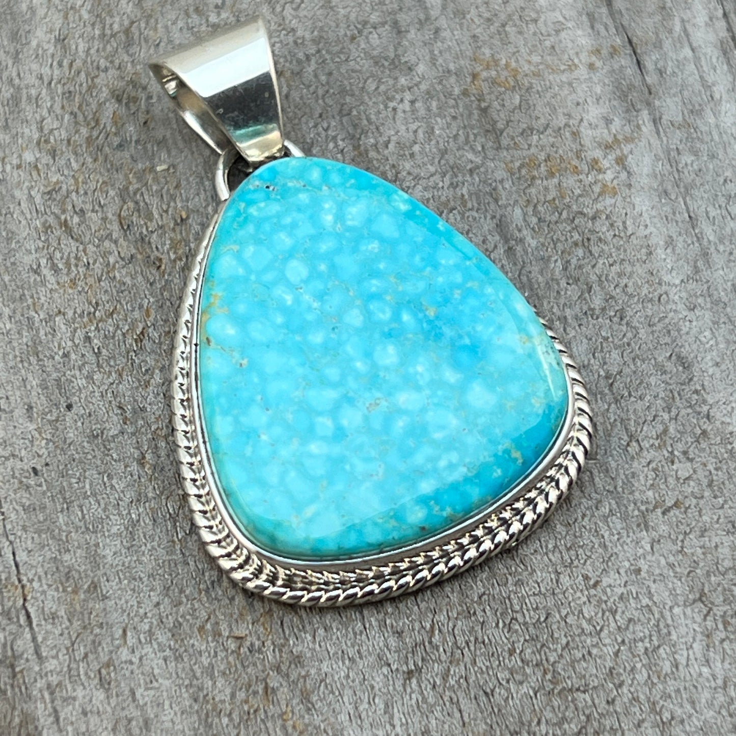 Sterling silver Kingman waterweb Turquoise pendant Burt Francisco Navajo 626