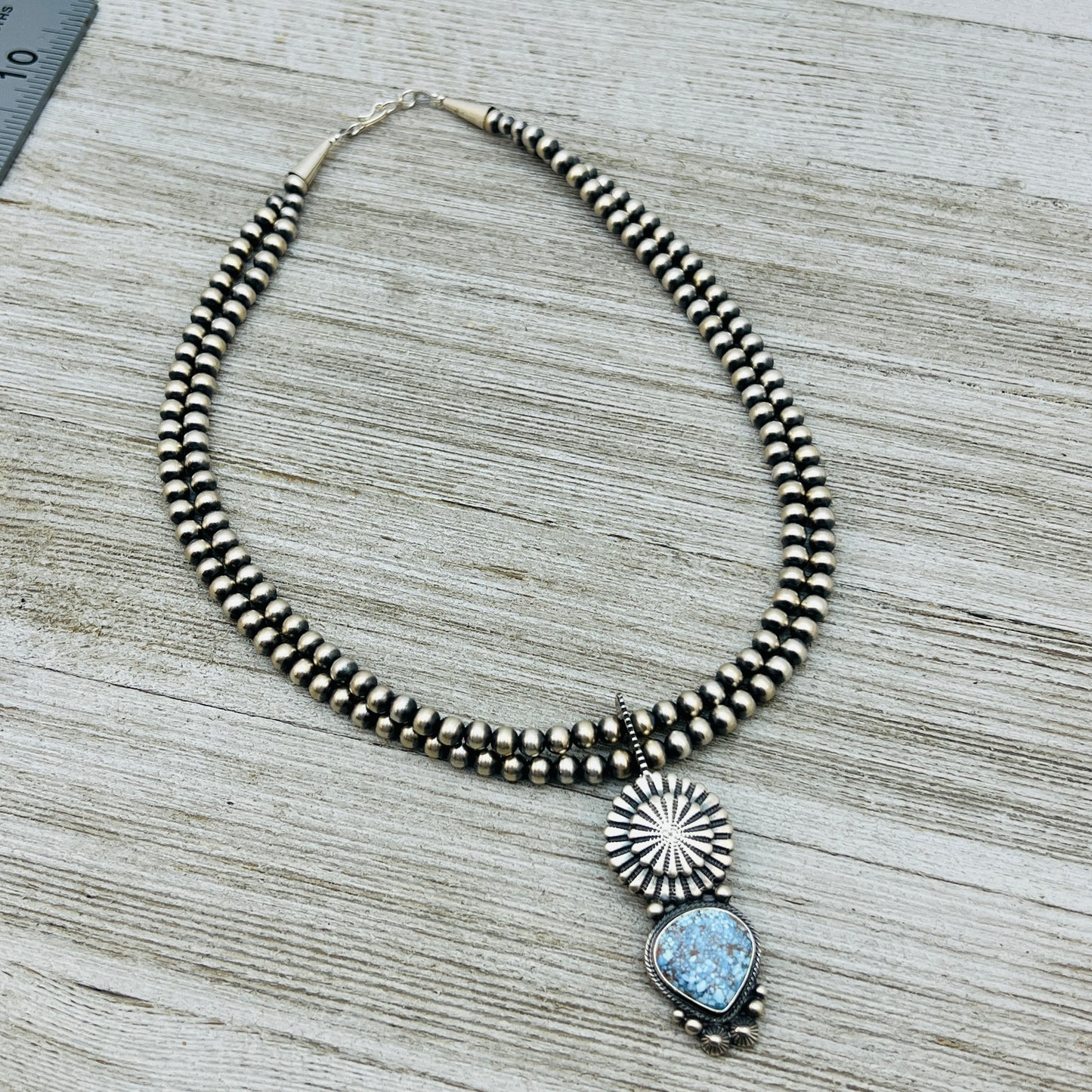 16" Golden Hills Turquoise  Necklace Tom Lewis Sterling silver NK13