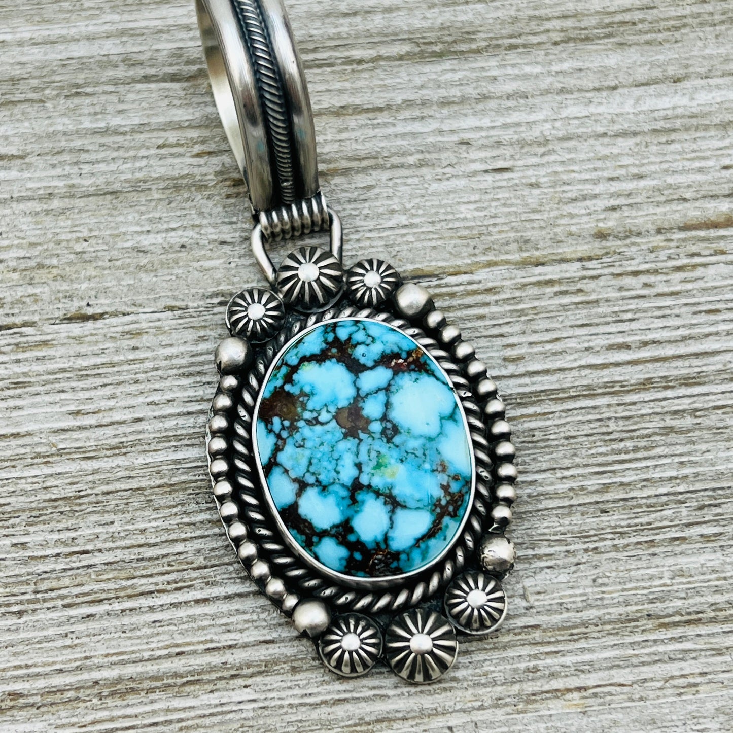 Blue Kingman Turquoise Pendant Navajo Sterling silver Michael Calladitto Navajo 854