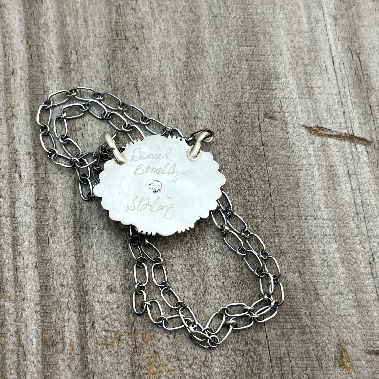 18" Kingman Spiderweb Turquoise Necklace Sterling silver Navajo Daniel Benally 605