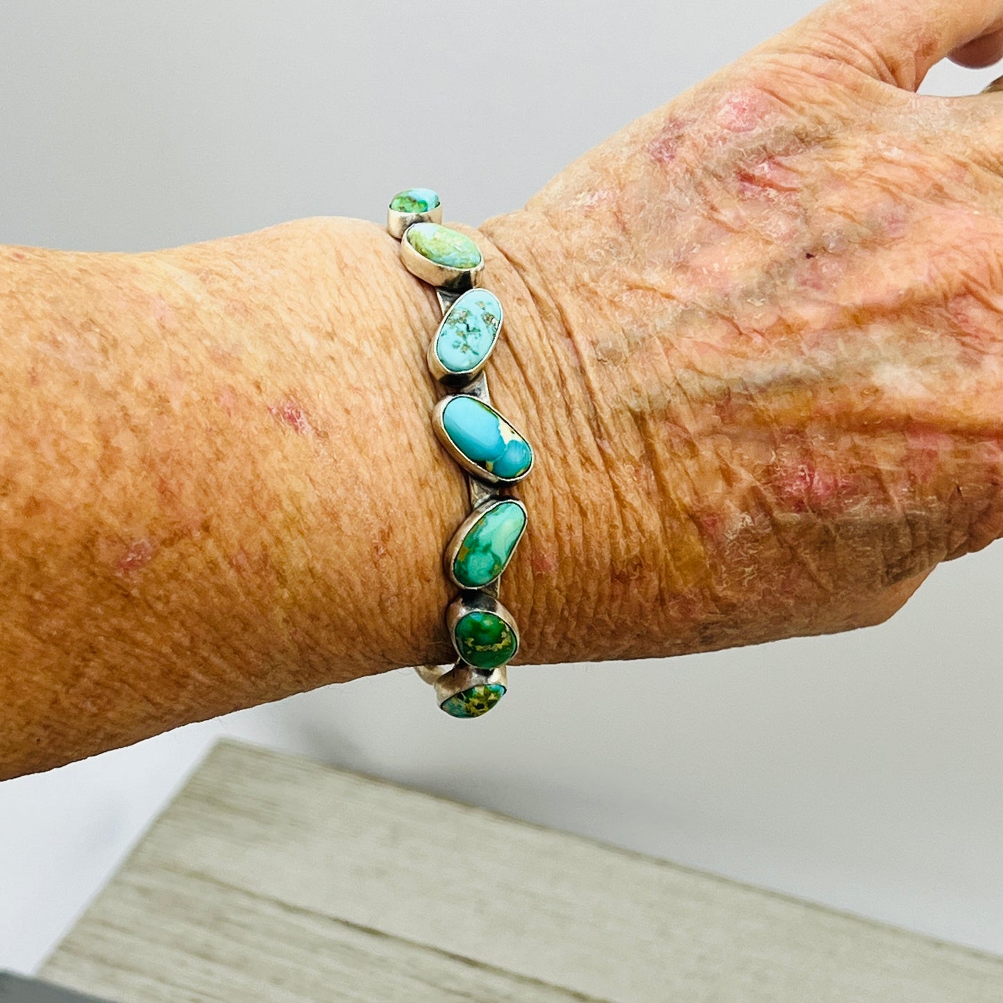 6 1/2" Sonoran Gold polychrome Turquoise cuff bracelet sterling silver Verley Betone BR20