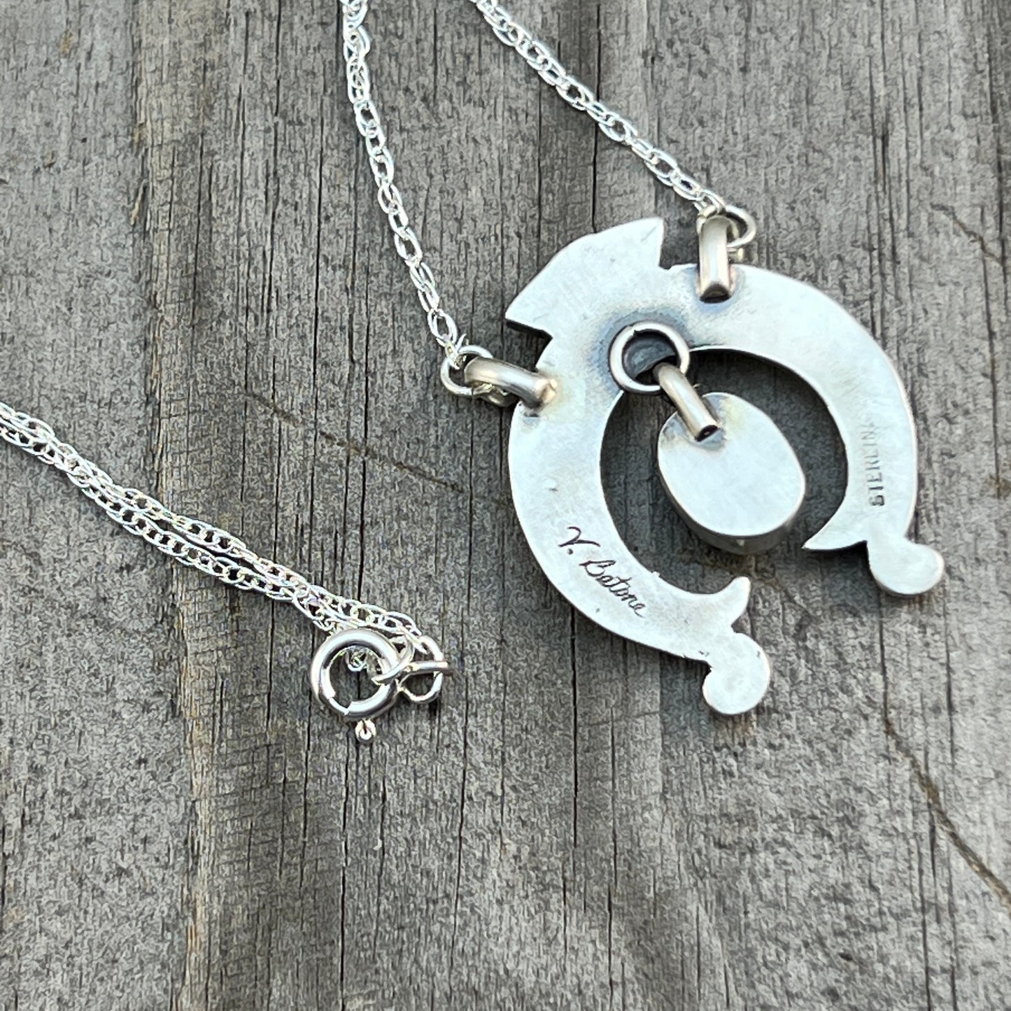 18 1/2" Sonoran Turquoise Naja Necklace Sterling silver Navajo Verley Betone 651