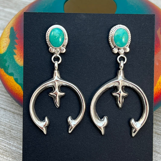 Turquoise naja earrings sterling silver Navajo Sharon McCarthy