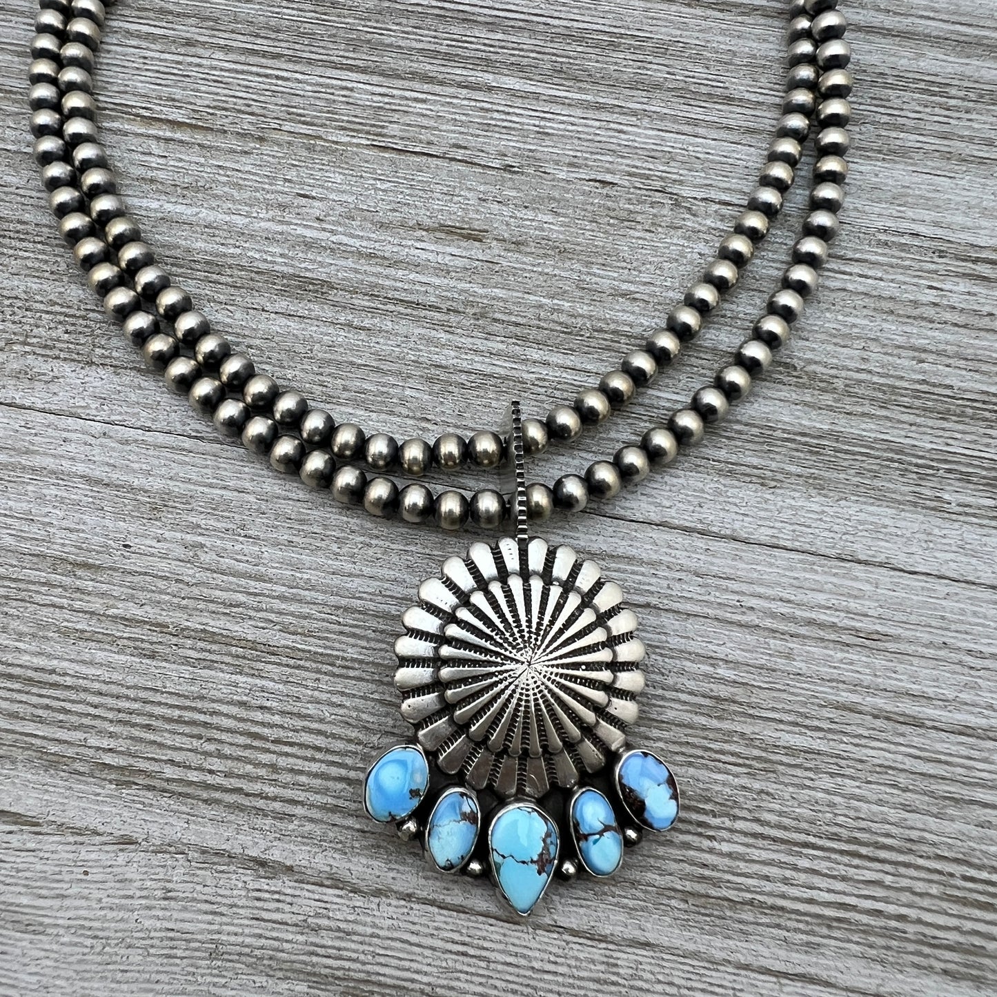 16" Golden Hills Turquoise  Necklace Tom Lewis Sterling Silver NK15