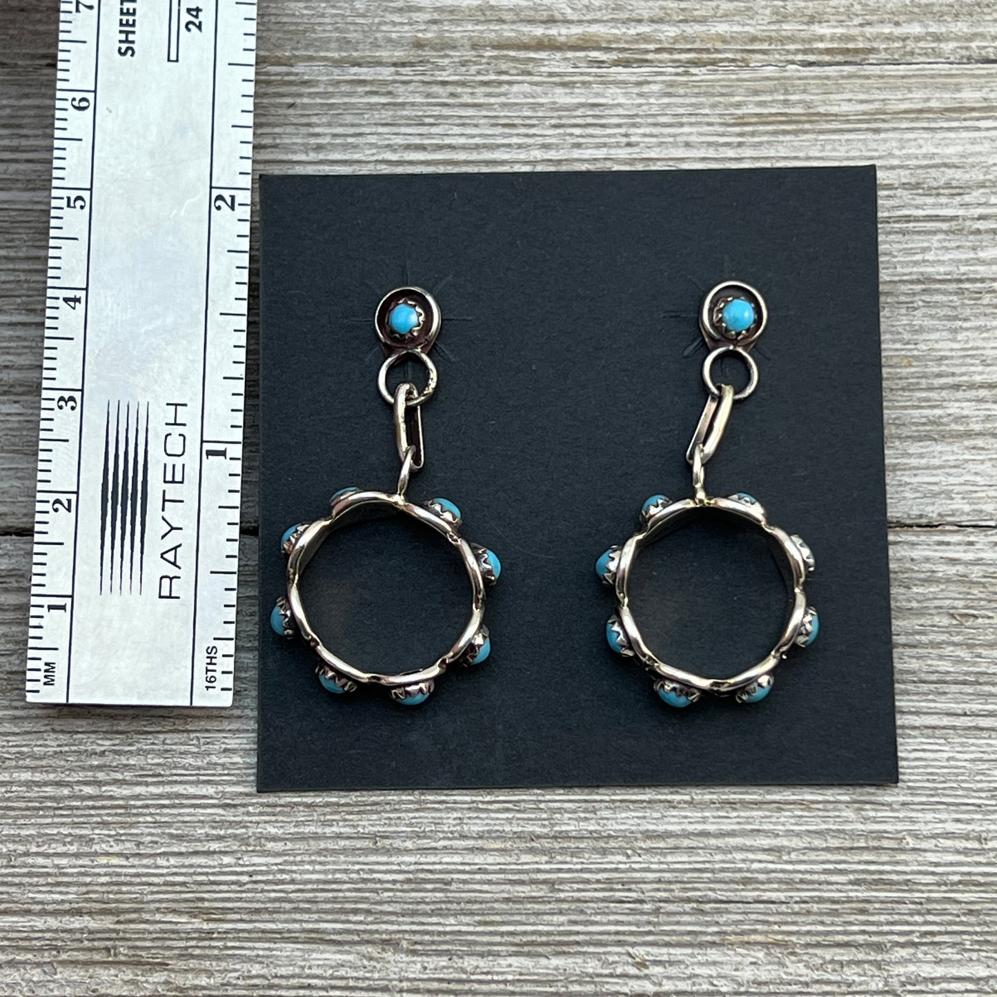 Zuni Turquoise dot snake eye small hoop earrings, FLORENDA LONASEE, sterling silver