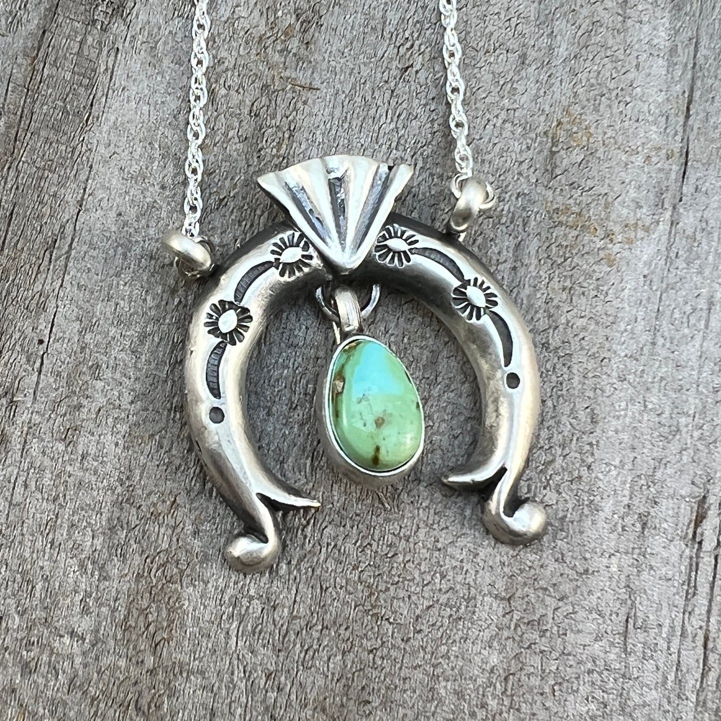 19" Sonoran Turquoise Naja Necklace Sterling silver Navajo Gary Shorty 562