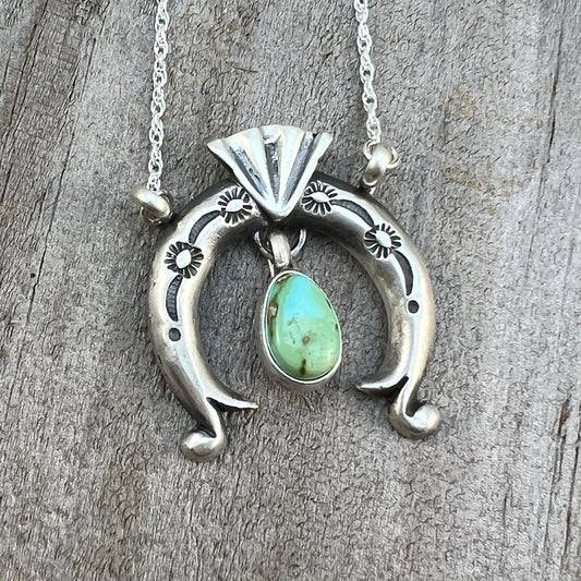19" Sonoran Turquoise Naja Necklace Sterling silver Navajo Gary Shorty 562