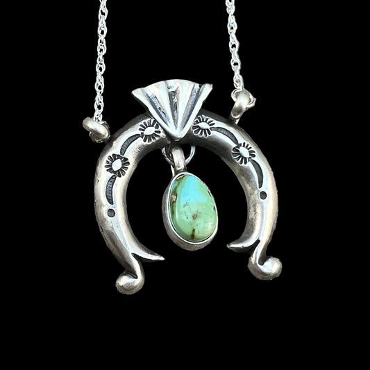 19" Sonoran Turquoise Naja Necklace Sterling silver Navajo Gary Shorty 562