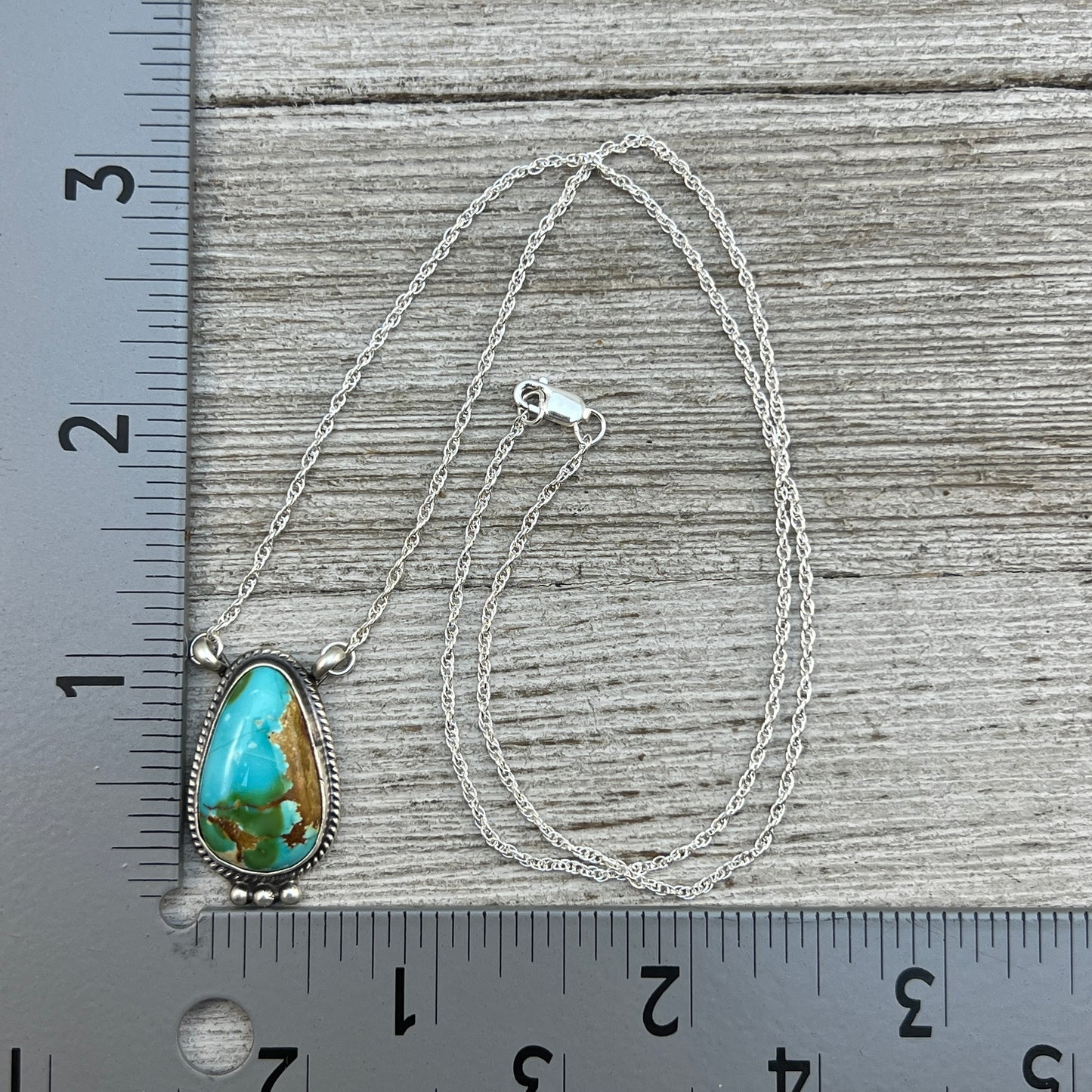 18 1/2" Sonoran Gold Turquoise Sterling silver Necklace Navajo handmade Sharon McCarthy