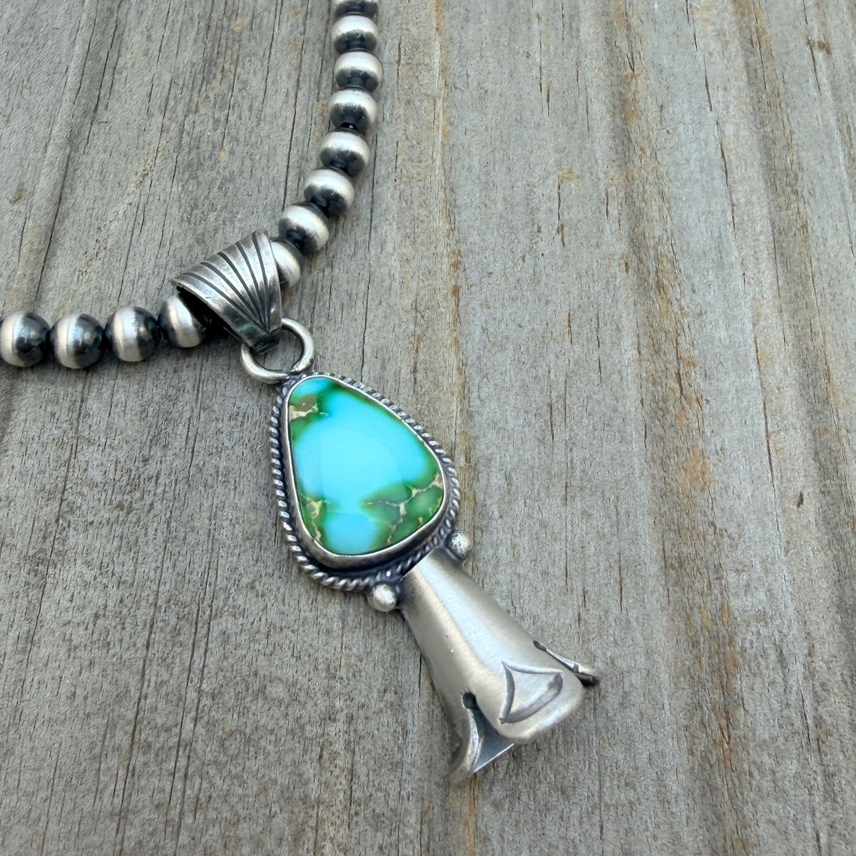 16" Sonoran Turquoise Squash Blossom Necklace Sharon McCarthy Sterling silver NK51
