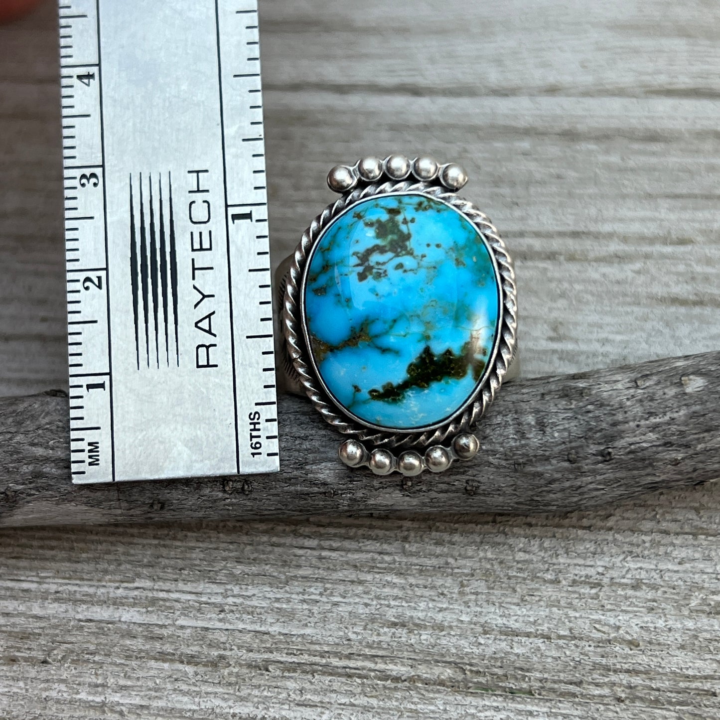 Size 11 Blue Kingman Round Turquoise Ring Sterling Silver Adrienne Gordon