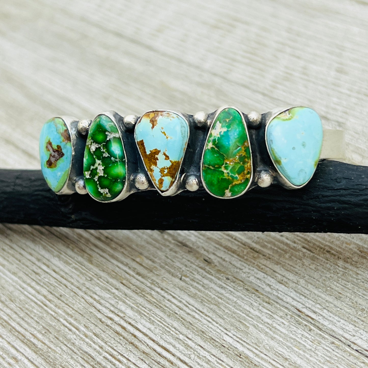 6 1/8" Sonoran polychrome Turquoise cuff bracelet sterling silver Darrell Morgan BR29