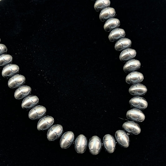 18 1/2" Sterling silver stamped handmade Navajo Pearls Beads Dorinda Mariano signed