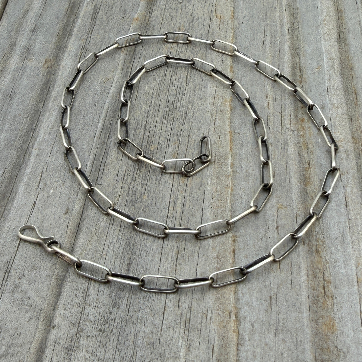 18" Sterling Silver Navajo Handmade Paper Clip Link Chain necklace Sally Shurley CH3-18