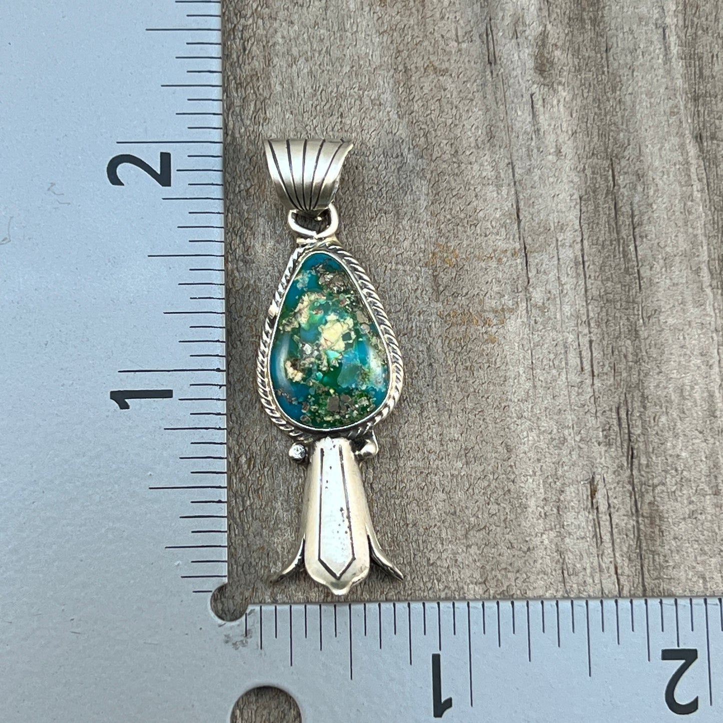 Sonoran Gold Turquoise Squash Blossom Pendant Adrienne Gordon Sterling Silver 500