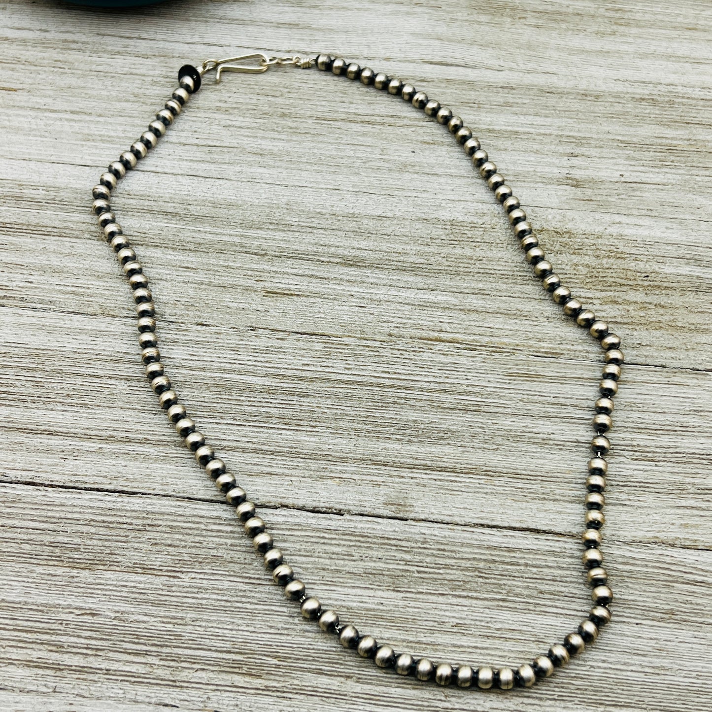 20" Sterling silver Navajo handmade 5mm round bead Pearl necklace Bryannen Halwood signed