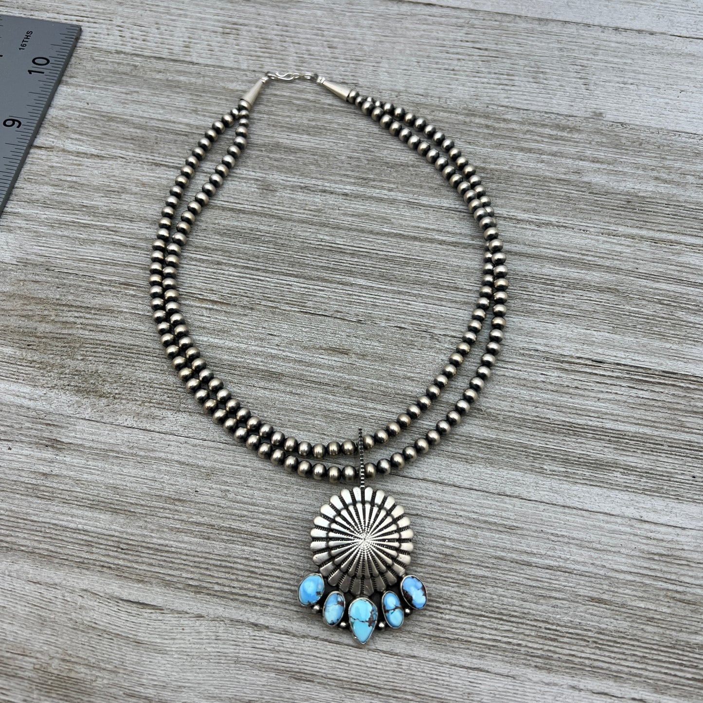 16" Golden Hills Turquoise  Necklace Tom Lewis Sterling Silver NK15