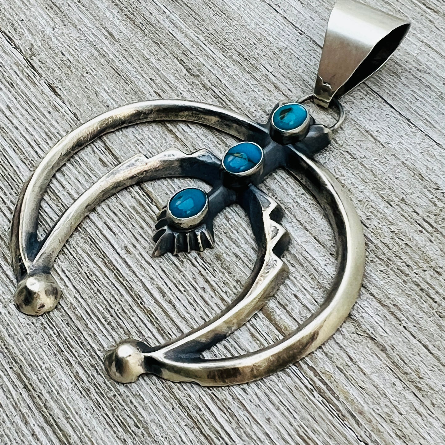 Sterling silver turquoise old style naja pendant Eugene Gruber