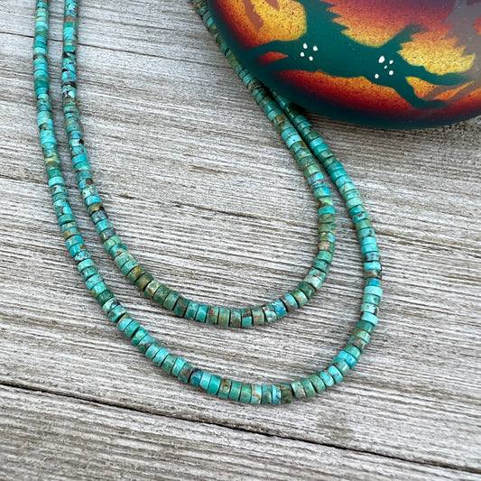 16" Kingman turquoise 4mm heishi necklace choker