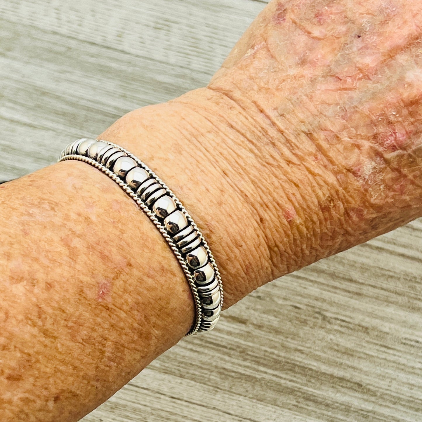 6 1/2" All Silver modern Narrow Cuff Bracelet Thomas Charley Sterling Stacking BR30