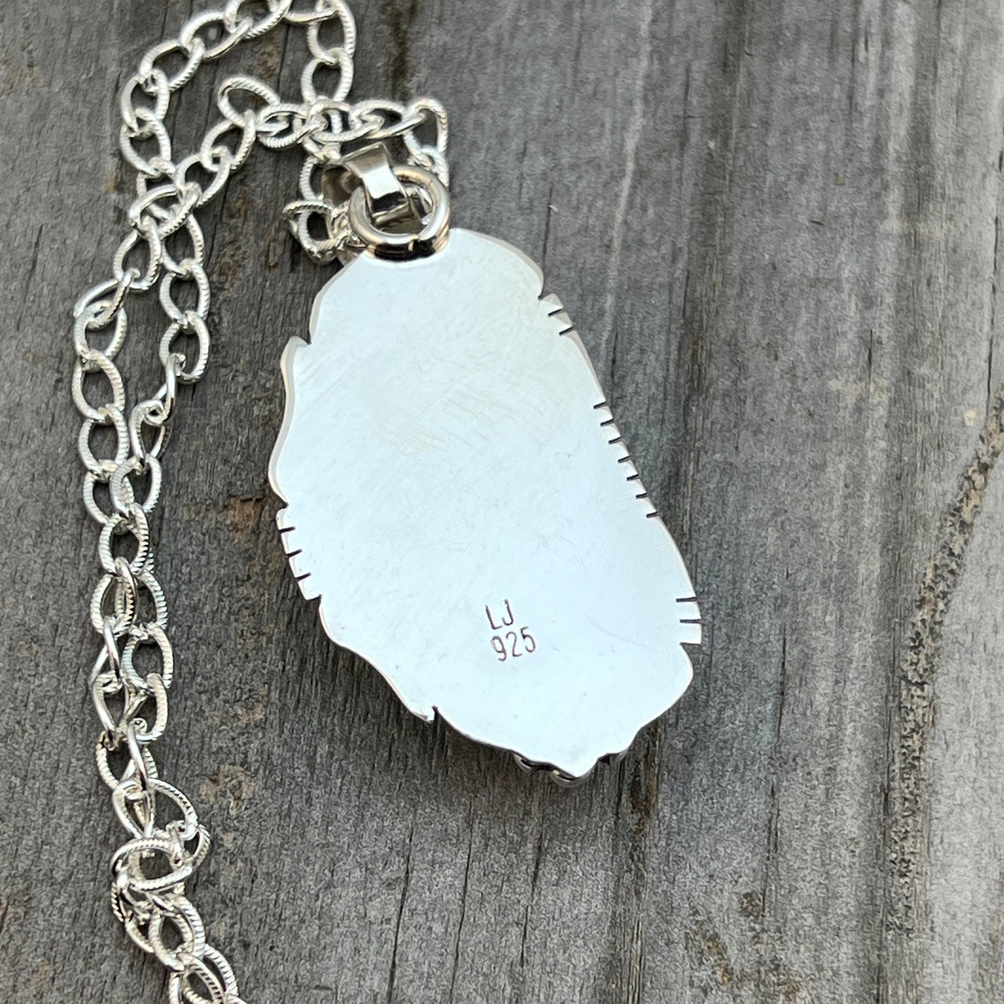 18" Sterling silver #8 Spiderweb turquoise necklace pendant Lucy Valencia Navajo 623