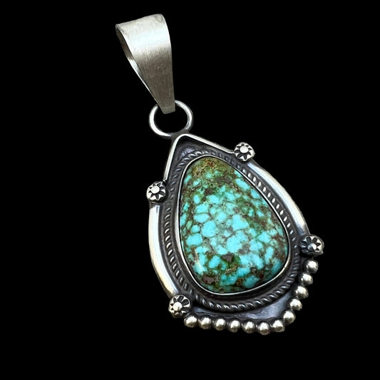 High Grade  Kingman Spiderweb Turquoise pendant sterling silver Leslie Nez Navajo 797