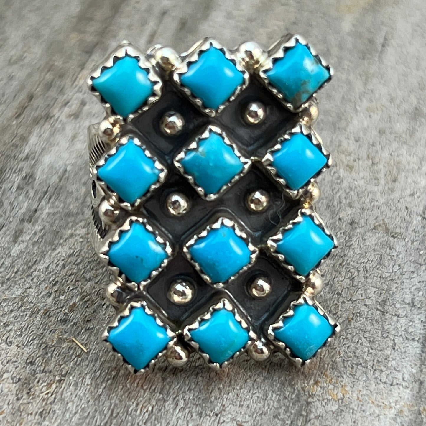 Size 7 Blue Kingman Turquoise Ring Sterling Silver handmade Verley Betone 542