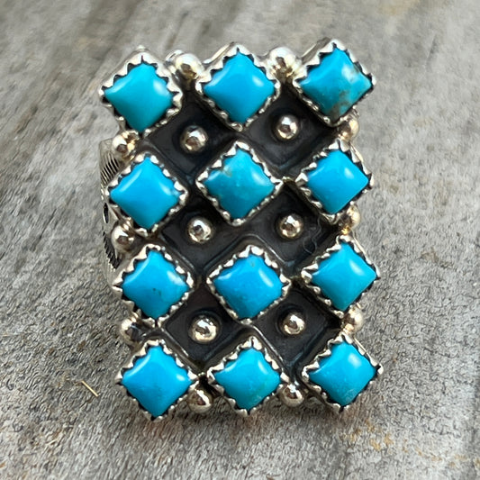 Size 7 Blue Kingman Turquoise Ring Sterling Silver handmade Verley Betone 542