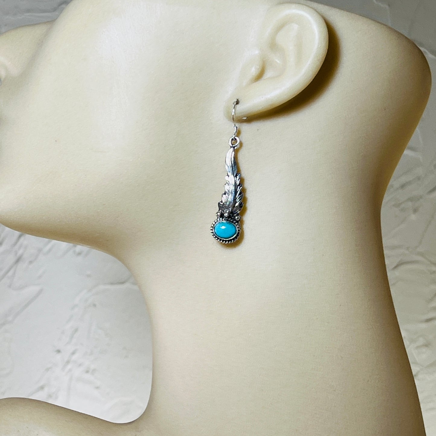 Turquoise  earrings sterling silver Rita Largo Navajo handmade ER39