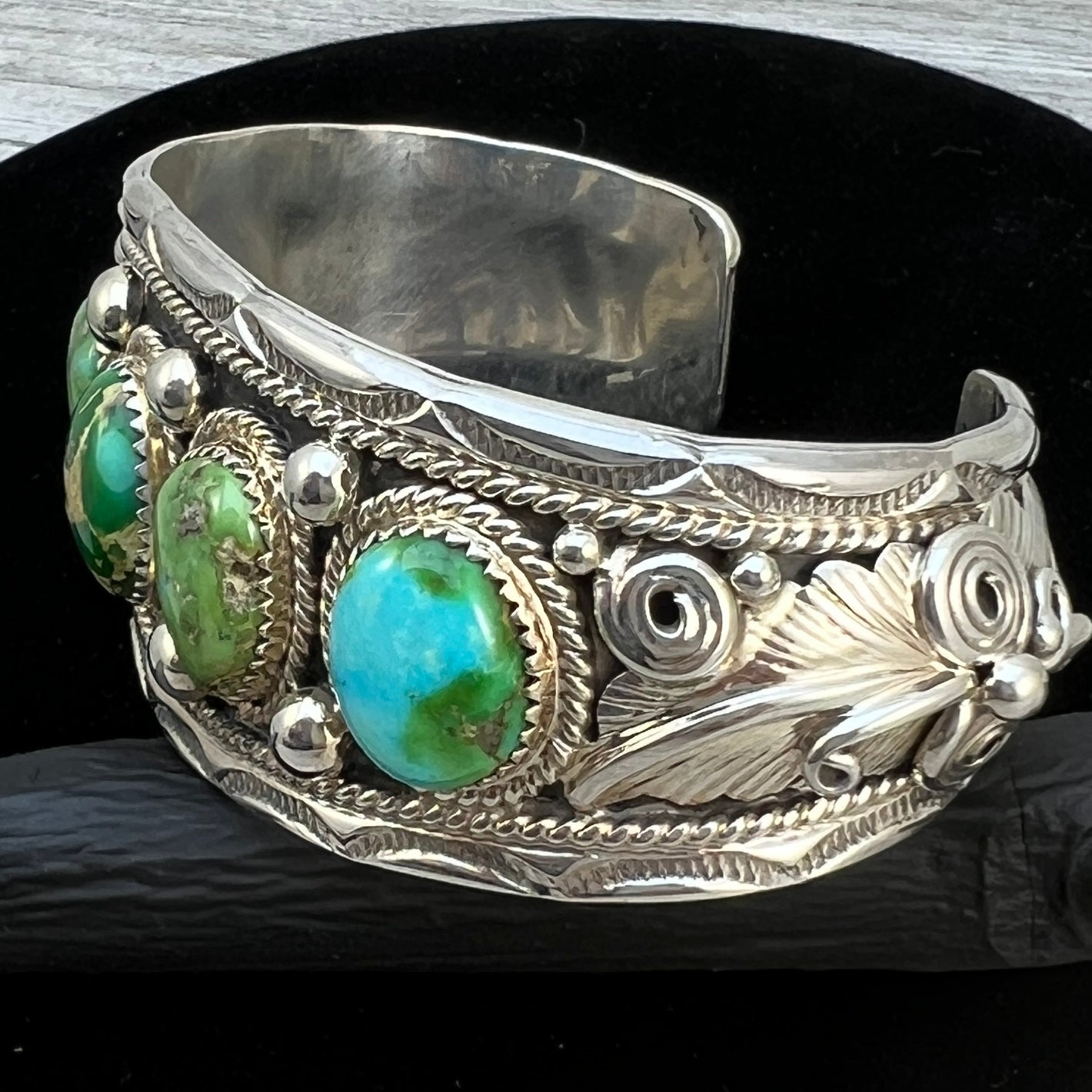 6.75" Sonoran Turquoise Cuff Bracelet, Sterling Silver Navajo Darrell Morgan #7