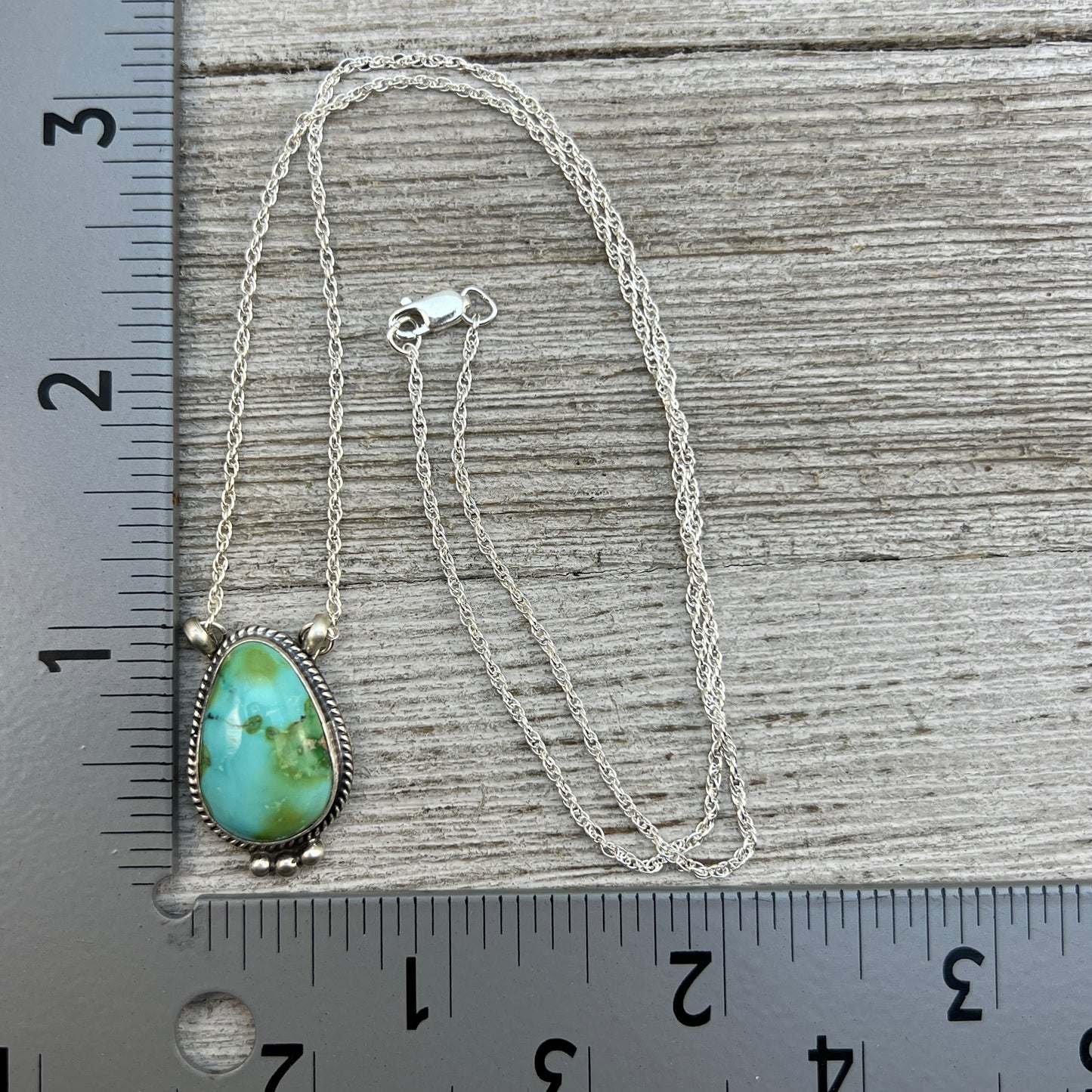 18 1/2" Sonoran Gold Turquoise Sterling silver Necklace Navajo handmade Sharon McCarthy
