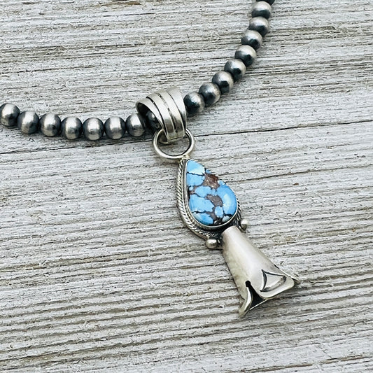 16" Golden Hills Turquoise Squash Blossom Necklace Sharon McCarthy Sterling silver NK9
