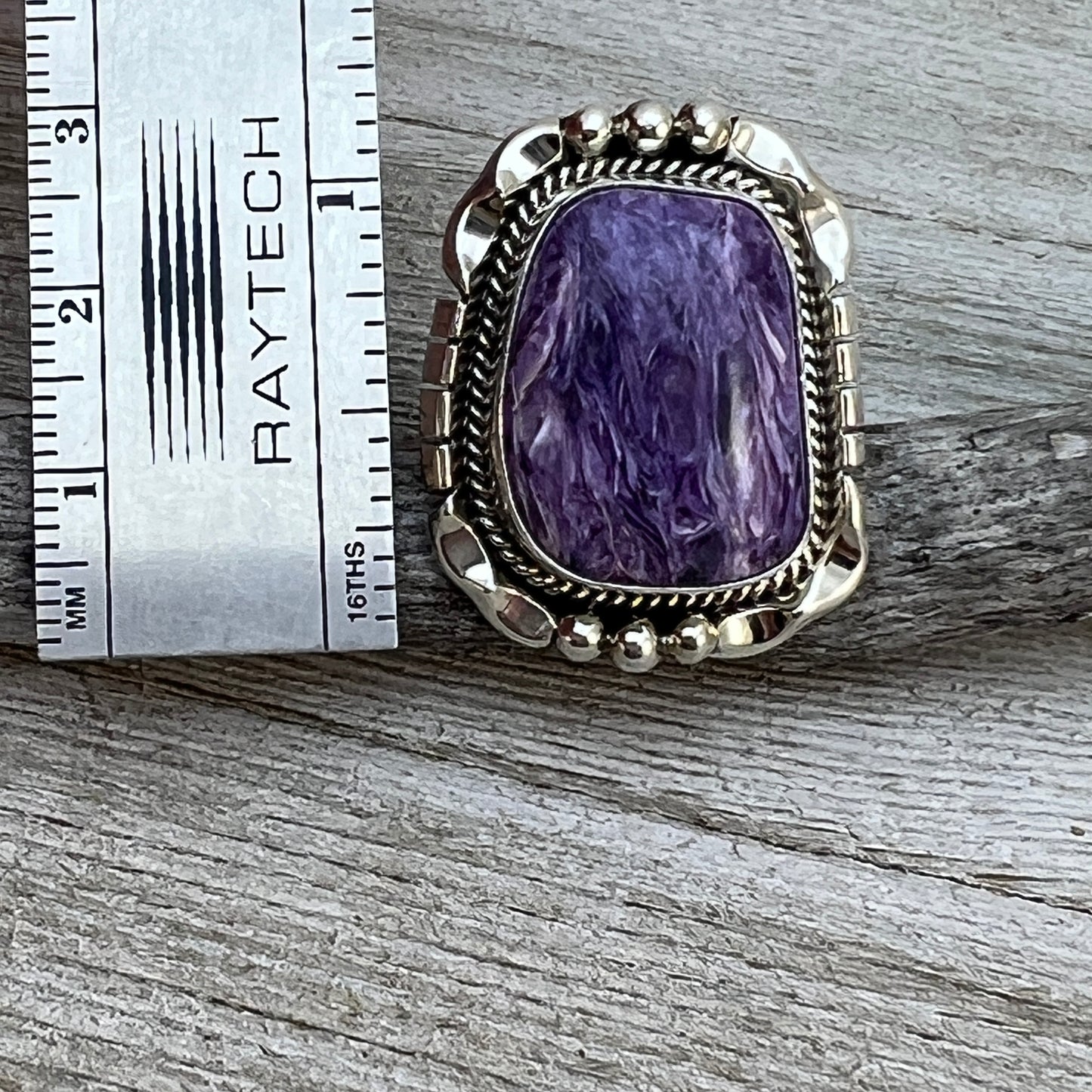 Size 6 Charoite sterling silver handmade ring #15 Navajo Samuel Yellowhair