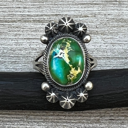 Size 8.5 Sonoran Gold turquoise sterling silver ring Maritta Benally 482