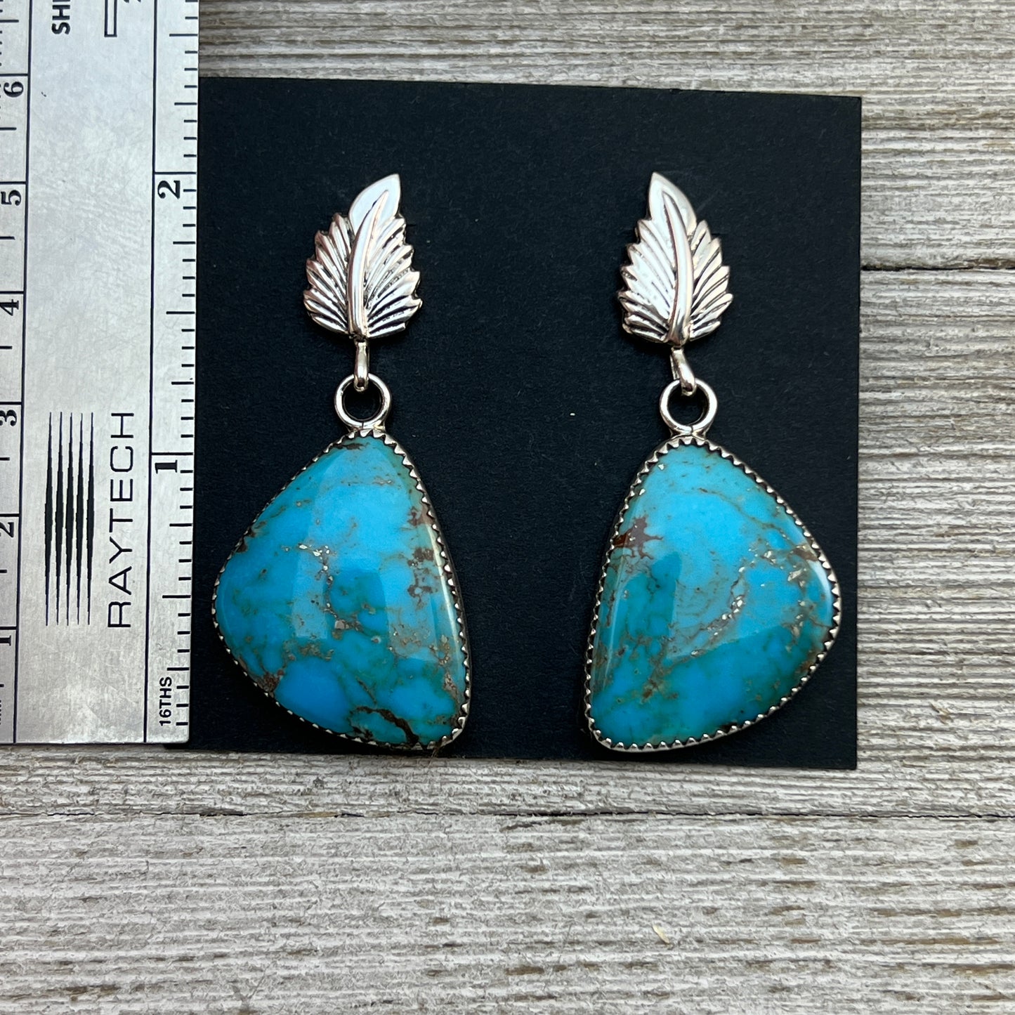 Blue Turquoise Dangle Drop earrings #2, Navajo Hiram Largo