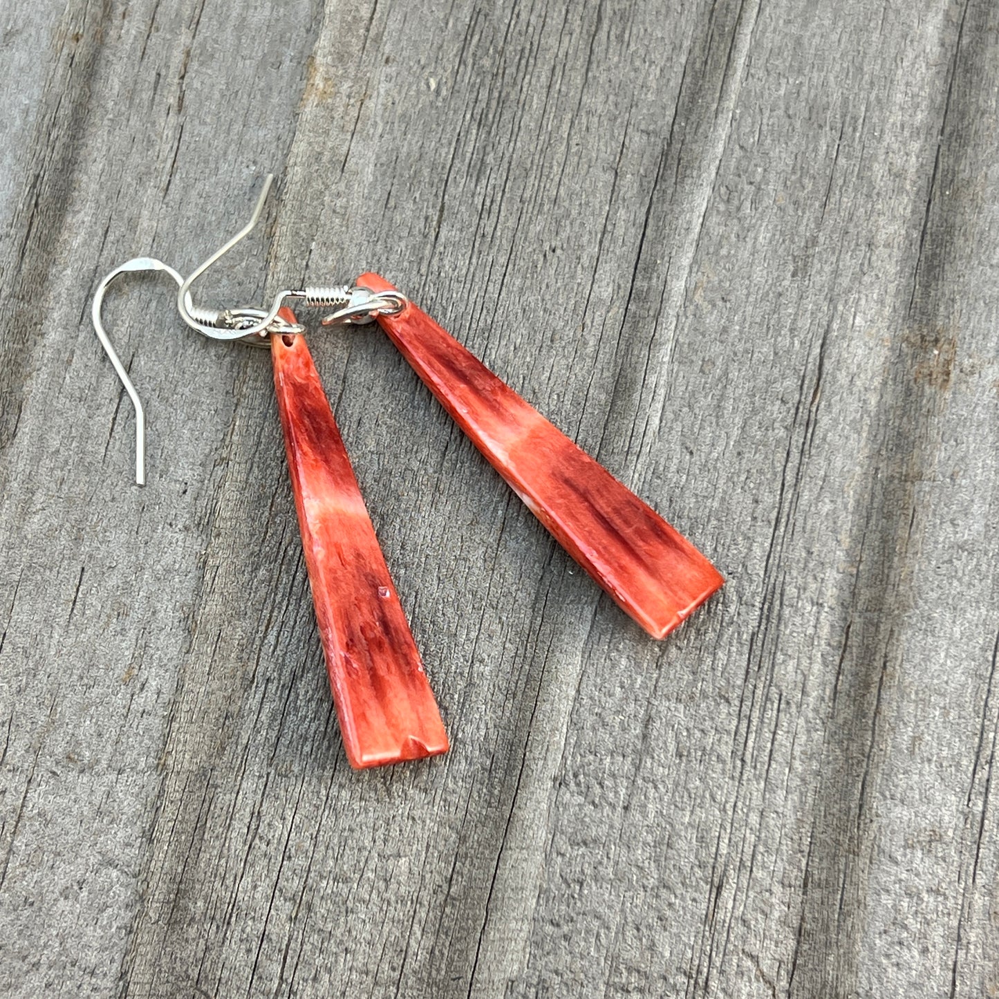 Red Spiney Oyster Shell Earrings Turquoise Zuni handmade Jesus Espino 681