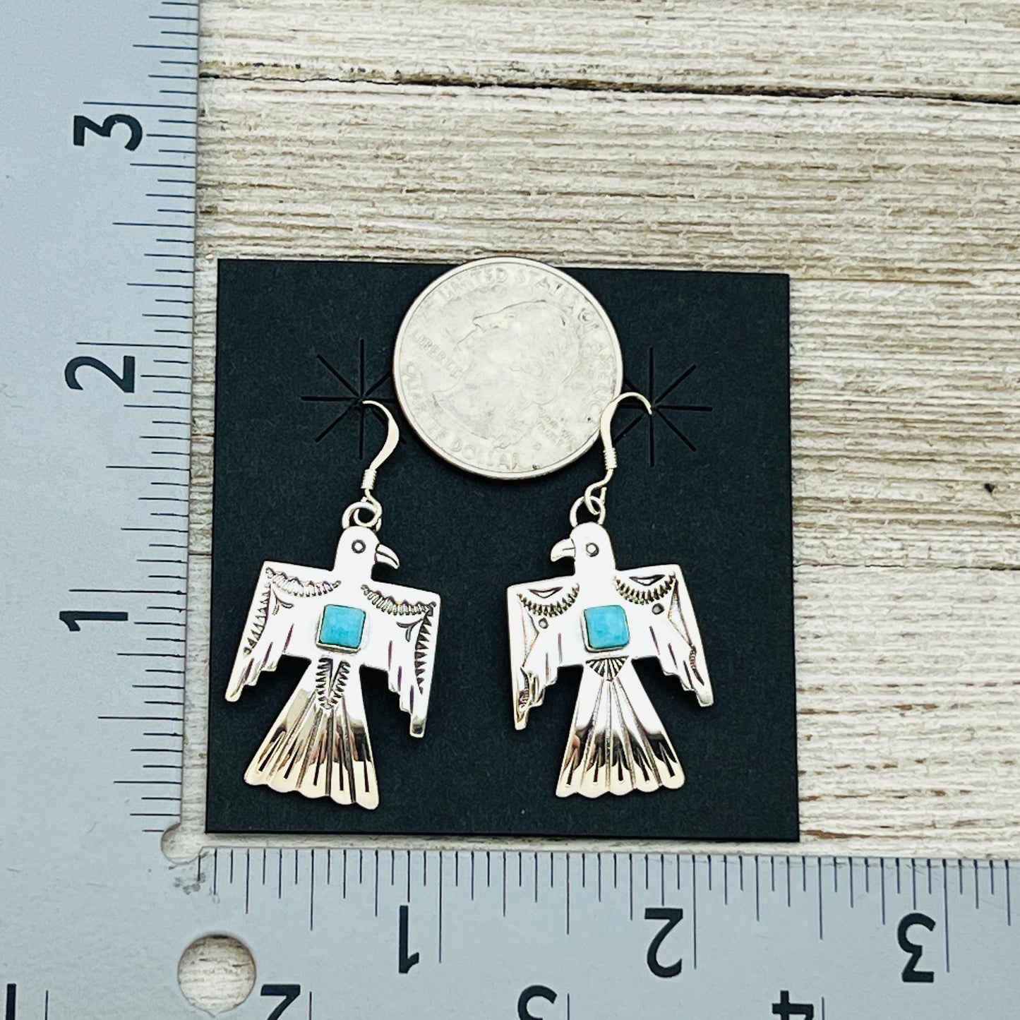 Turquoise Thunderbird Earrings Jeremy Delgarito Navajo sterling silver signed ER28