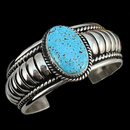 6 1/2" - 6 3/4" Kingman Spiderweb Turquoise cuff bracelet sterling silver TOM CHARLEY