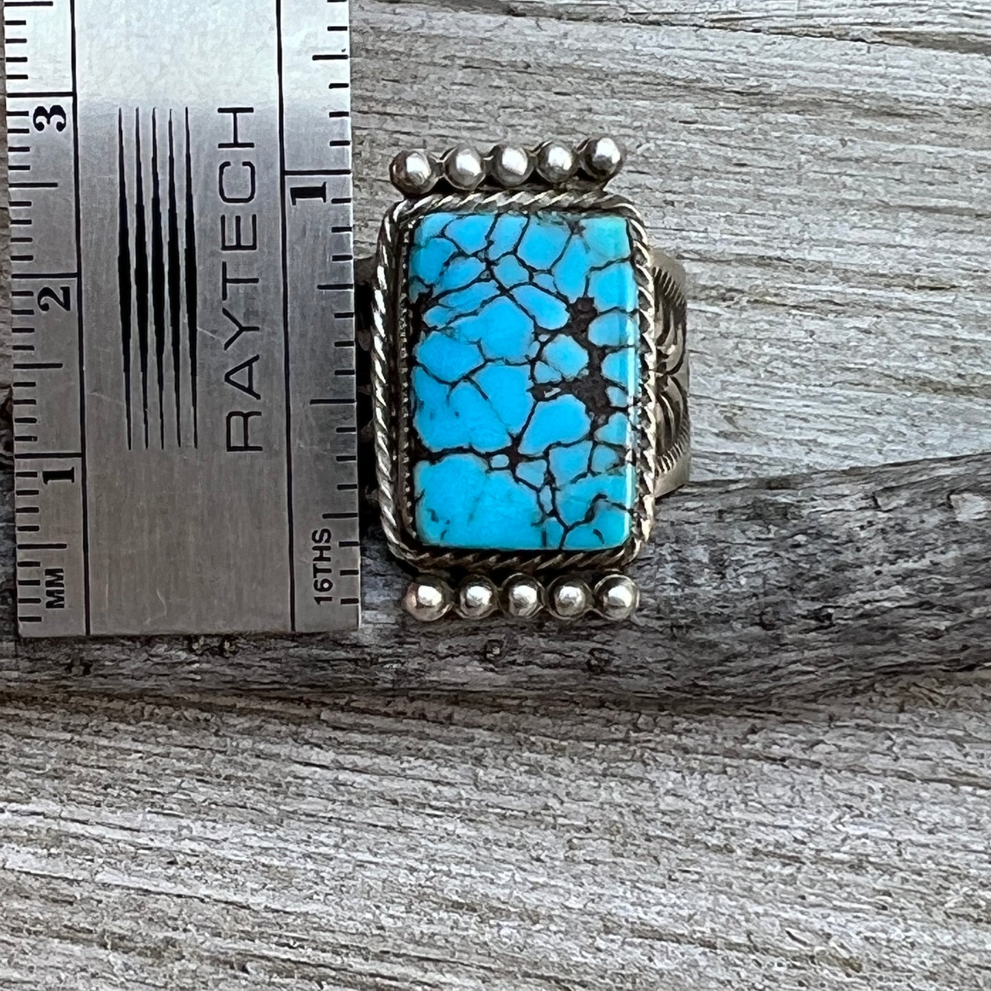 Size 11 1/4 Blue Kingman Turquoise Ring Sterling Silver Adrienne Gordon